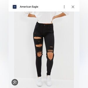 American Eagle size 8 short black ripped jeans